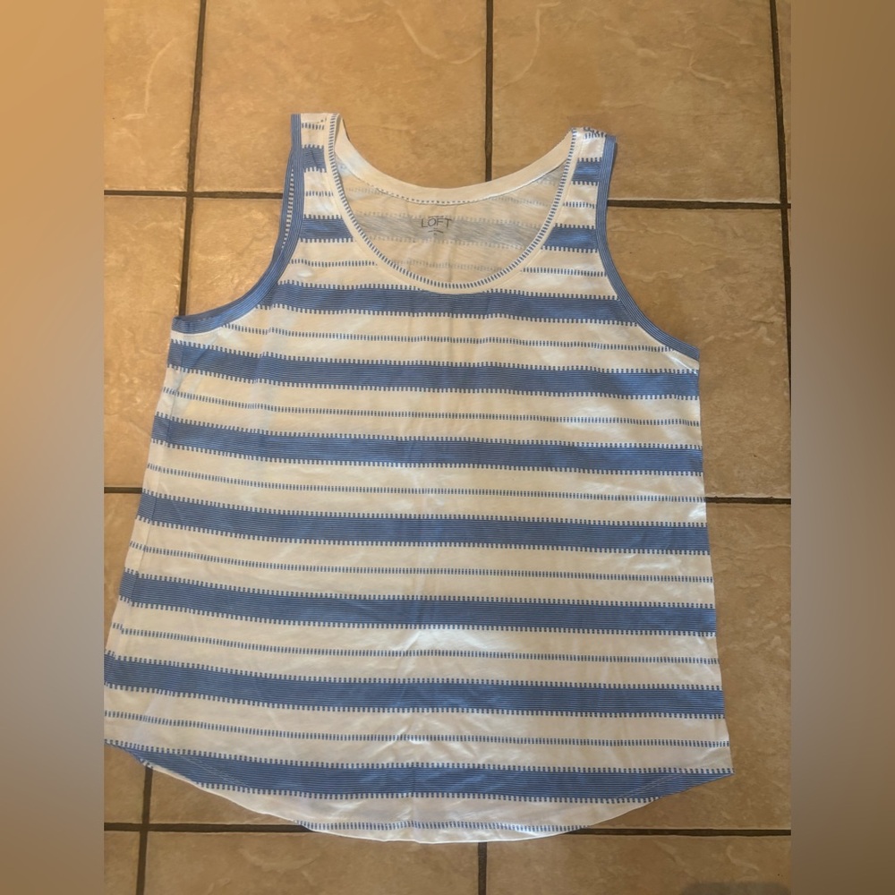 Loft Blue and White Striped‎ Women's Tank Top- 5/$25